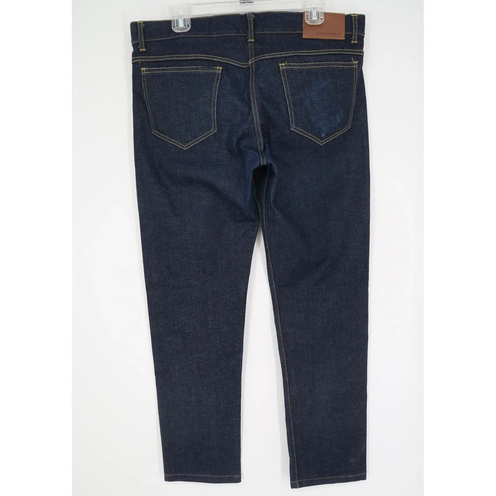 Mizzen Main Jeans Men 34x31‎ Blue Five Pocket Dark Wash Denim Stretch